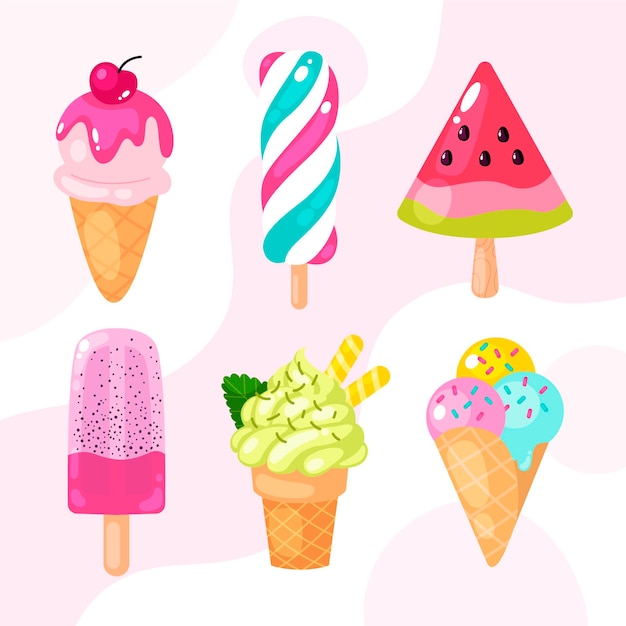 Flat design ice cream set