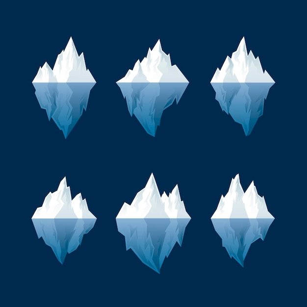 Коллекция айсбергов в плоском дизайне