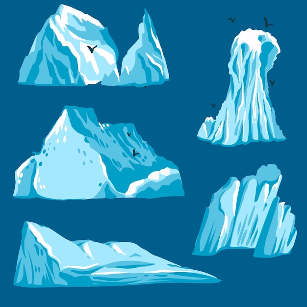 Vettore gratuito collezione di iceberg design piatto