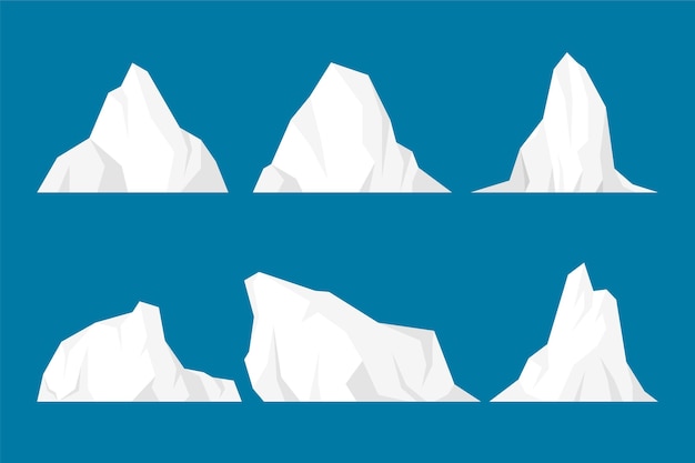 Коллекция иллюстраций айсберга в плоском дизайне