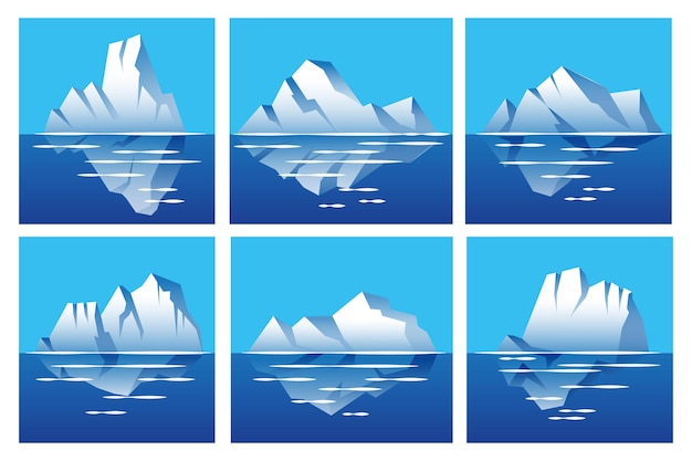 Free vector flat design iceberg set