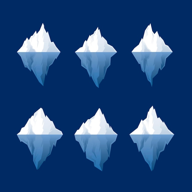 Vettore gratuito set di iceberg design piatto