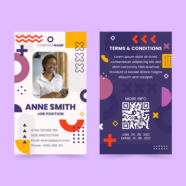 Flat design identity card template