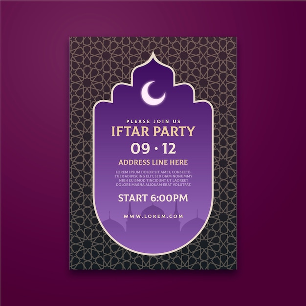 Flat design iftar indian invitation template