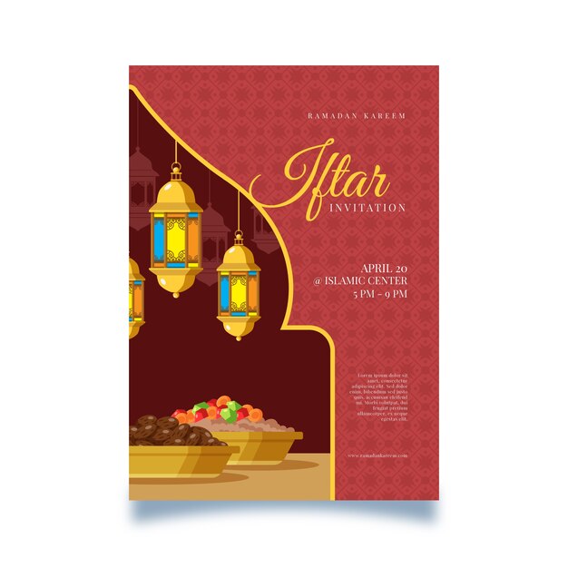 Flat design iftar invitation