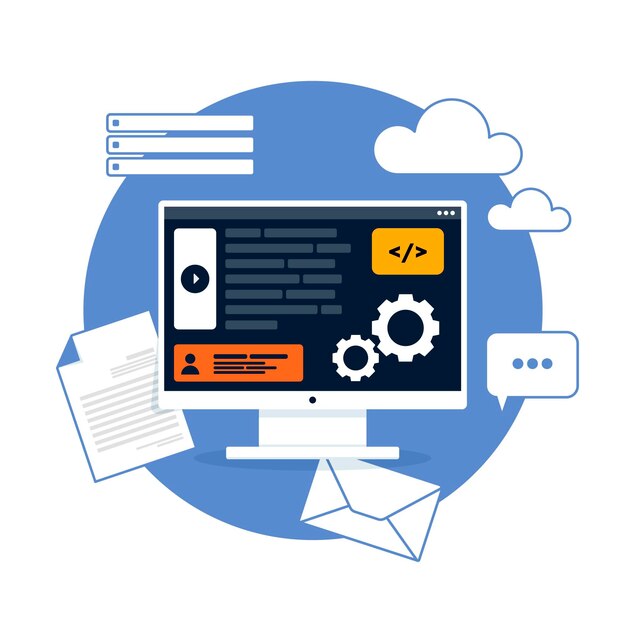 Плоский дизайн иллюстрированный концепт cms
