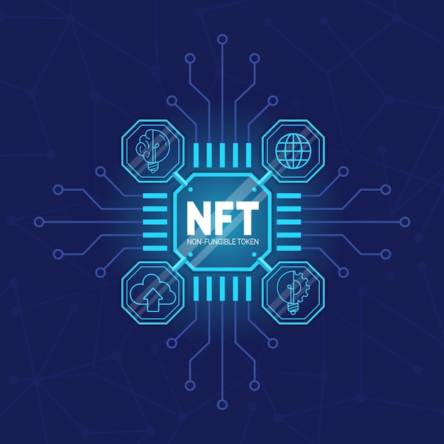 無料ベクター フラットなデザインはnftの概念を示しています