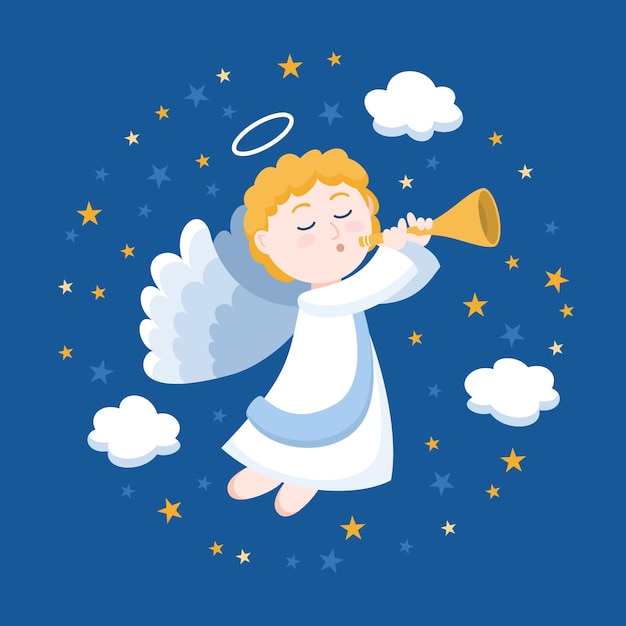 Бесплатное векторное изображение Плоский дизайн иллюстрация рождественский ангел