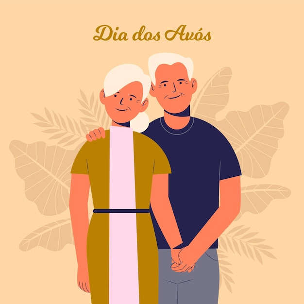 Flat design illustration dia dos avós with grandparents