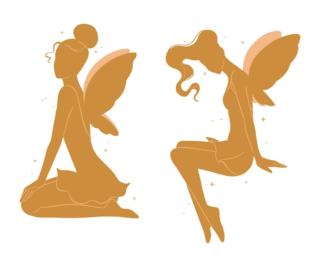 Free Vector flat design illustration of fairy silhouette