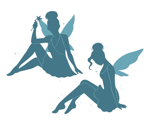 Flat design illustration of fairy silhouette