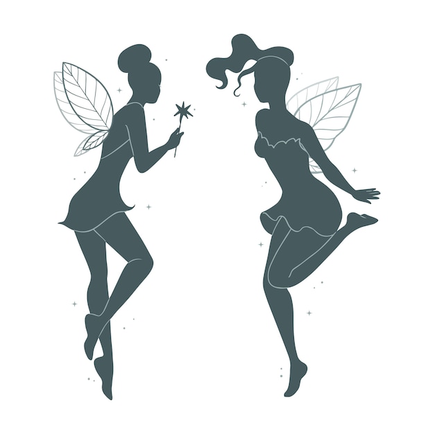 Flat design illustration of fairy silhouette