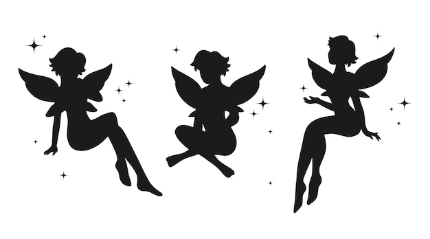 Free Vector flat design illustration of fairy silhouette