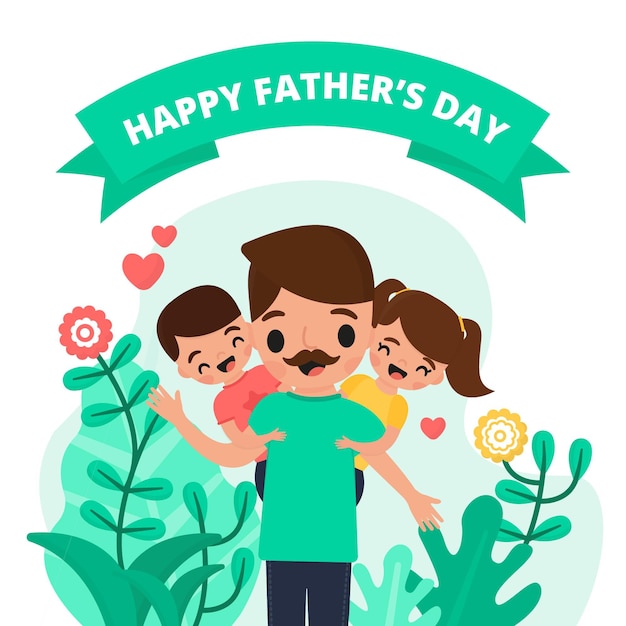 Flat design illustration fathers day design