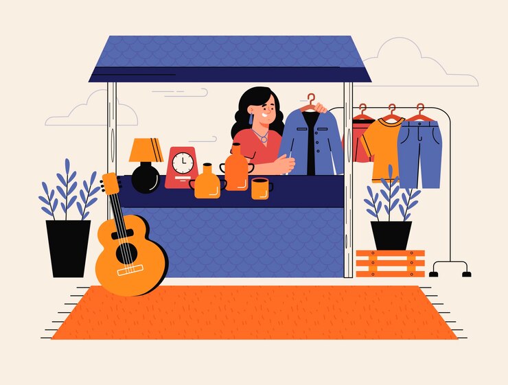 Free Vector flat design illustration flea market