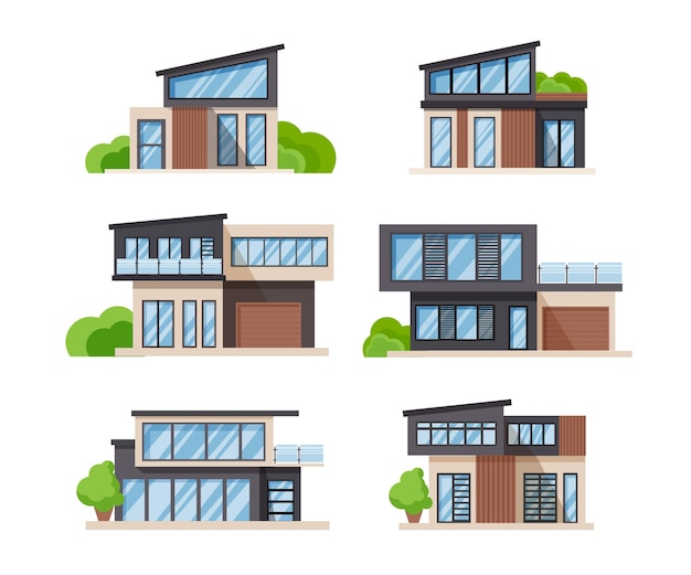 Flat design illustration house collection