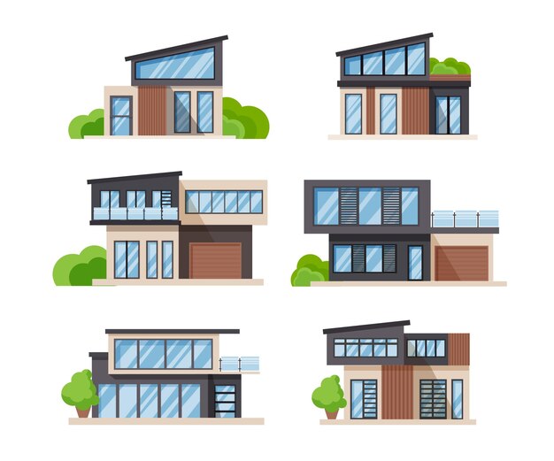 Flat design illustration house collection