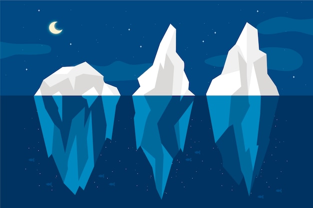 Vettore gratuito confezione di iceberg illustrazione design piatto