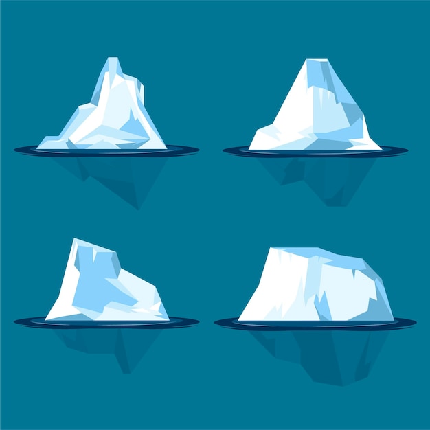 Vettore gratuito set di iceberg illustrazione design piatto