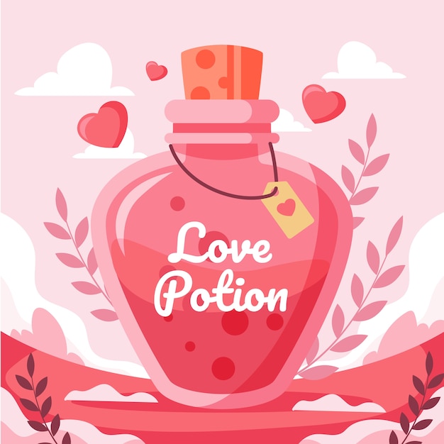 Free vector flat design illustration love potion bottle