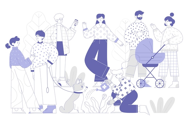 Flat design illustration of peope with color of the year 2022