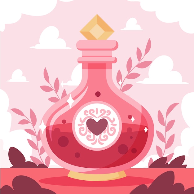 Flat design illustration red love potion