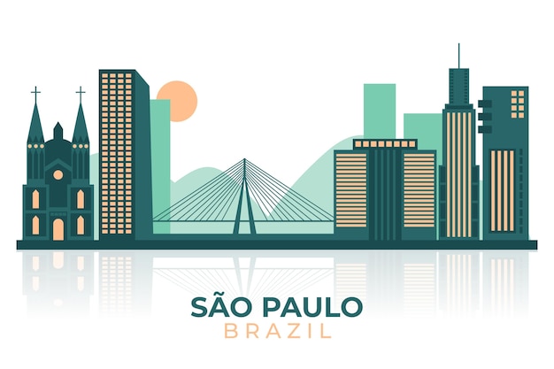 Design piatto illustrazione são paulo skyline