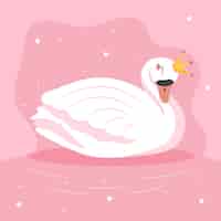 Free vector flat design illustration swan princess
