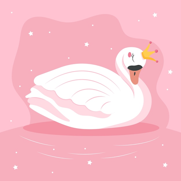 Плоский дизайн иллюстрации принцесса лебедь