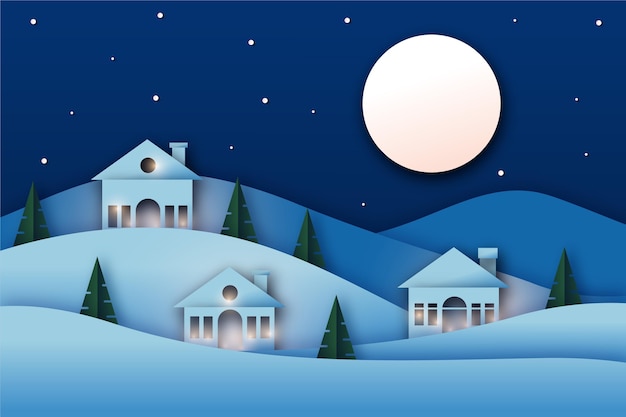 Free vector flat design illustration of winter landscape