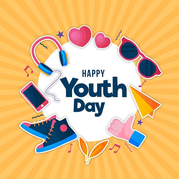 Free vector flat design illustration with youth day elements