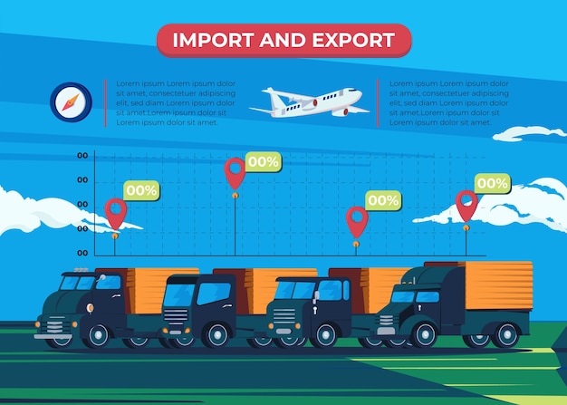 Free vector flat design import and export infographic