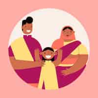 Free vector flat design indian family illustration