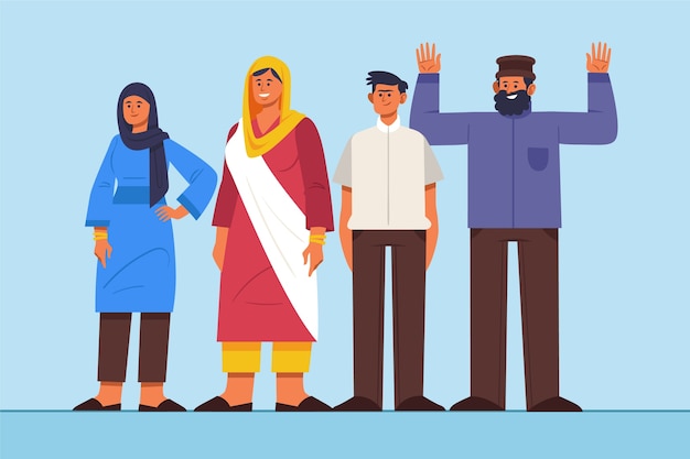 Flat design indian family illustration