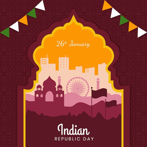 Бесплатное векторное изображение Плоский дизайн индийской республики день концепция