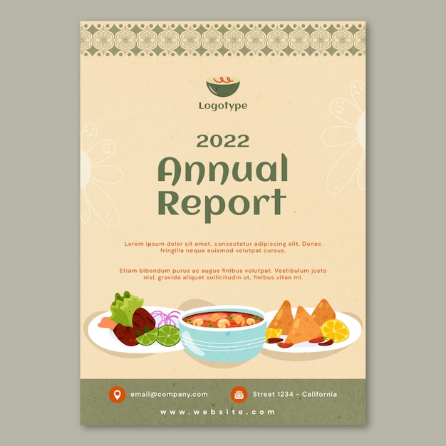 Flat design indian restaurant annual report