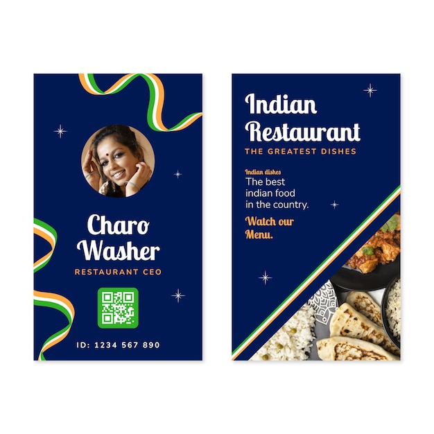Flat design indian restaurant id card