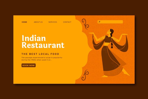 Flat design indian restaurant landing page