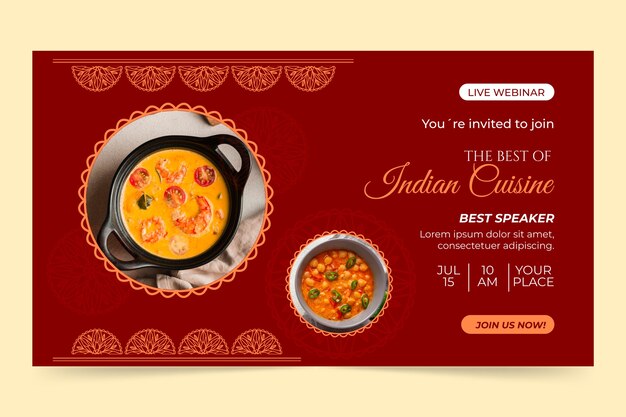 Flat design indian restaurant webinar