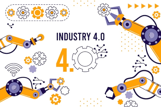 Бесплатное векторное изображение Плоский дизайн индустрии 4.0