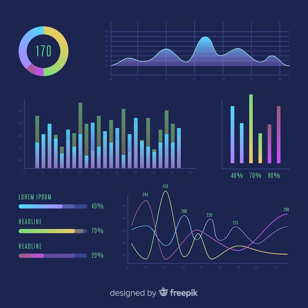 차트의 평면 디자인 infographic 컬렉션