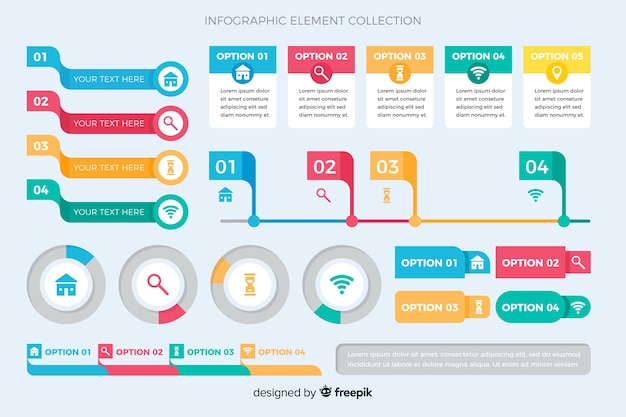 평면 디자인 infographic 요소 컬렉션