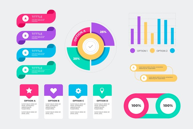 평면 디자인 infographic 요소 컬렉션