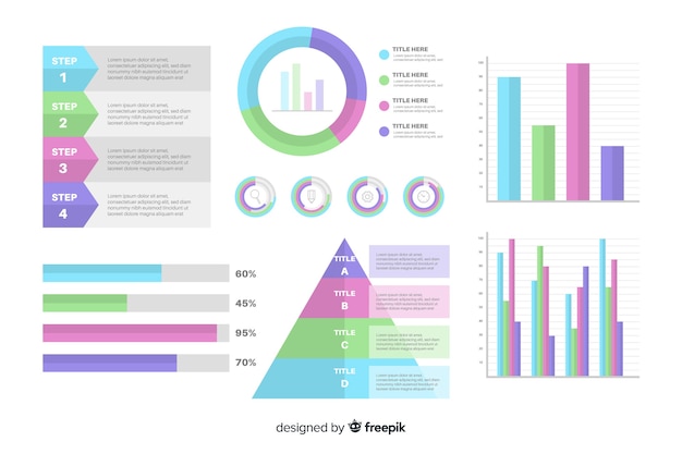 Vettore gratuito insieme di elementi infographic design piatto