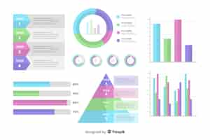 Бесплатное векторное изображение Плоский дизайн инфографики набор элементов