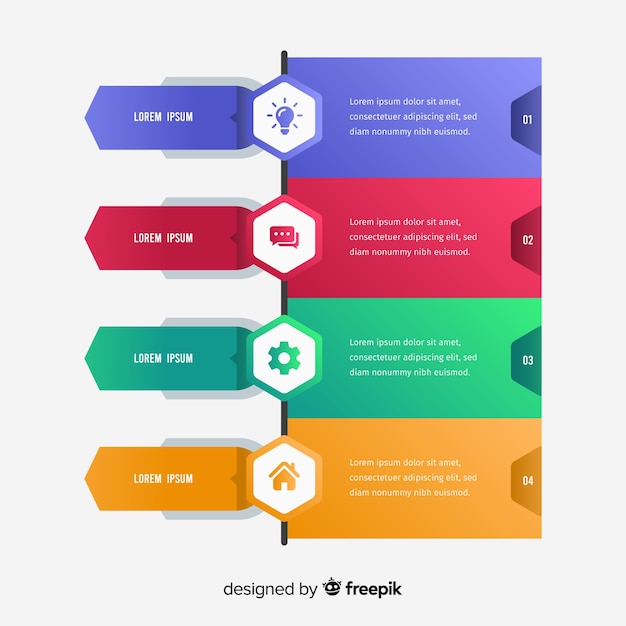 Flat design infographic steps template