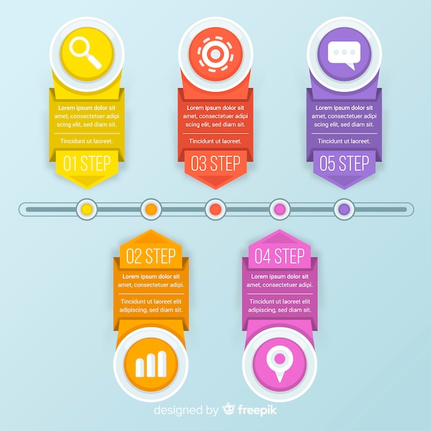 Flat design infographic steps