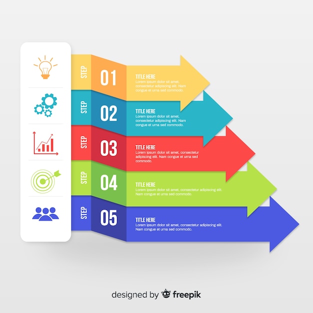 Flat design infographic steps