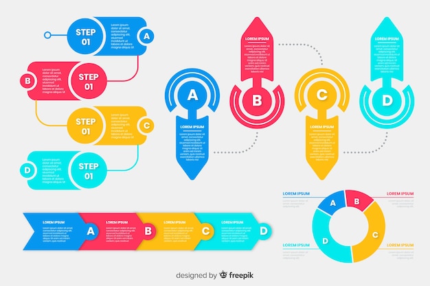 Passaggi di infografica design piatto