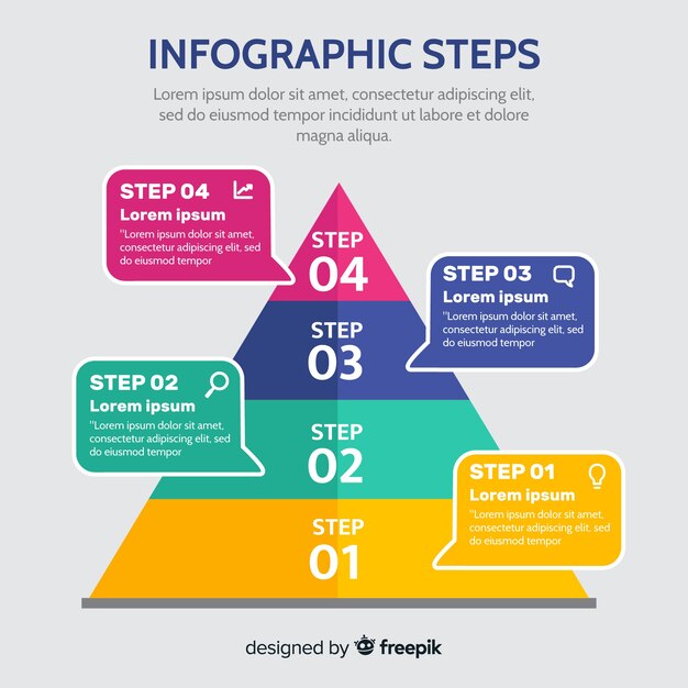 Плоский дизайн инфографики шаги